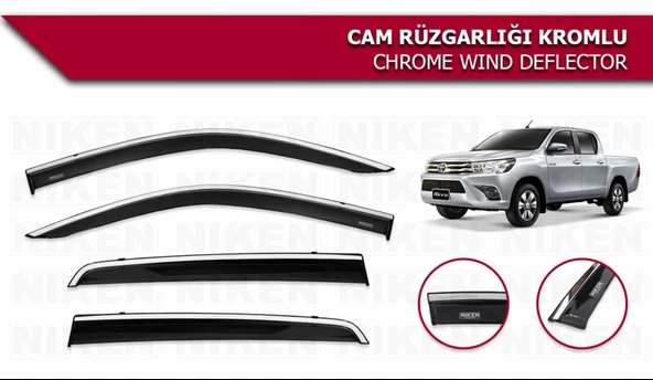 Toyota Hilux Kromlu Cam Rüzgarlığı Niken 2015 sonrası ürün görseli 1