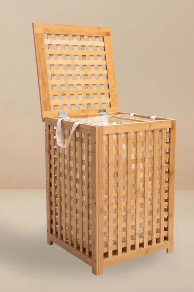 Digithome Bambu Kirli Çamaşır Sepeti Dikdörtgen Kahverengi – H/5 C1-1-289 ürün görseli 1