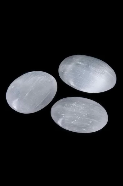 Beyaz Selenit Masaj Terapi Taşı - Oval - Resim 2