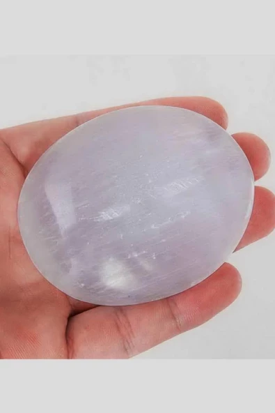 Beyaz Selenit Masaj Terapi Taşı - Oval ürün görseli 1