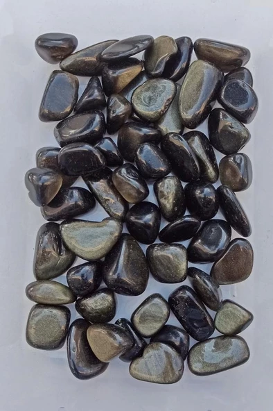 50 Gram Flaşlı Obsidyen Tamburlu Parçalar 666 - Resim 2