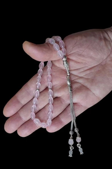 Arpa Kesim Pembe Kuvars Tesbih 641 Rose Quartz - Resim 2