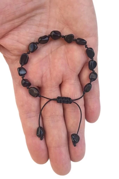 Obsidyen Bileklik Makrome Ayarlı 465-2 - Resim 2