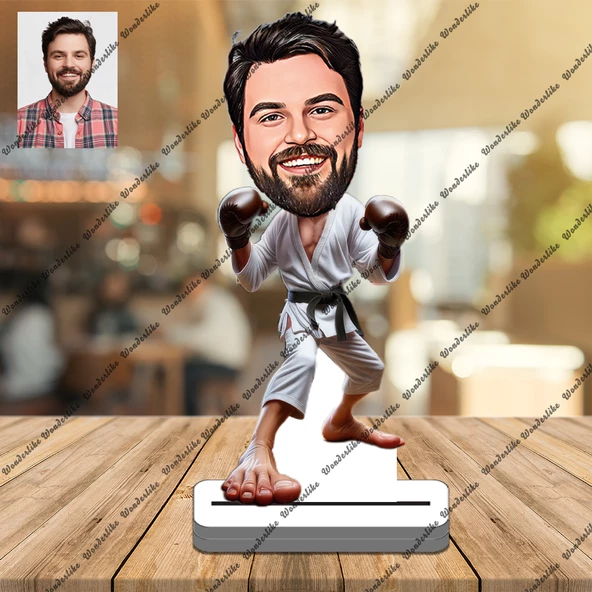 Kareteci Sporcu 3D Ahşap Biblo,Sevgiliye Hediye,Doğum Günü Hed ürün görseli 1