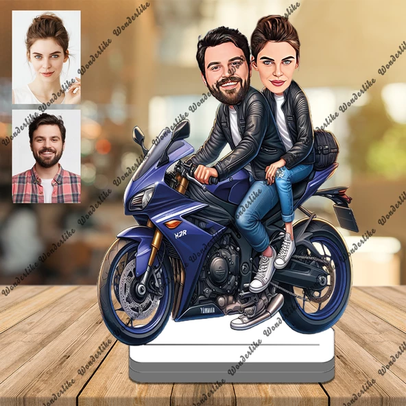 Motorlu Çift 3D Ahşap Biblo,Sevgiliye Hediye,Doğum Günü Hediye ürün görseli 1