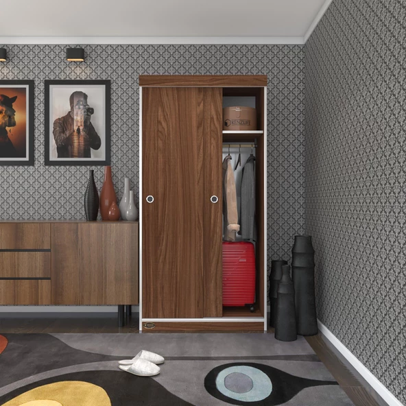 Kenzlife gardırop sürgülü kapaklı kapılı karanfil090 cvz gardolap dolap ürün görseli 1