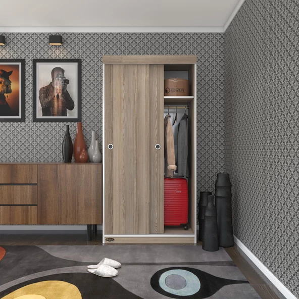 Kenzlife gardırop sürgülü kapaklı kapılı karanfil090 crd gardolap dolap ürün görseli 1