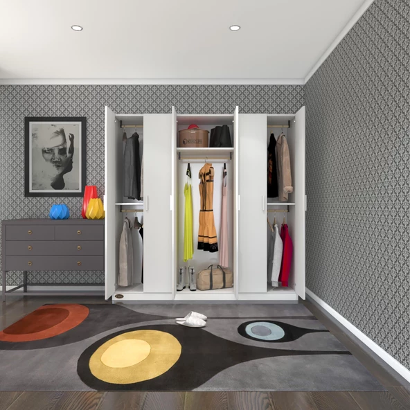 Kenzlife gardırop 6 kapaklı kapılı anemon 180*180*42 byz gardolap dolap ürün görseli 1