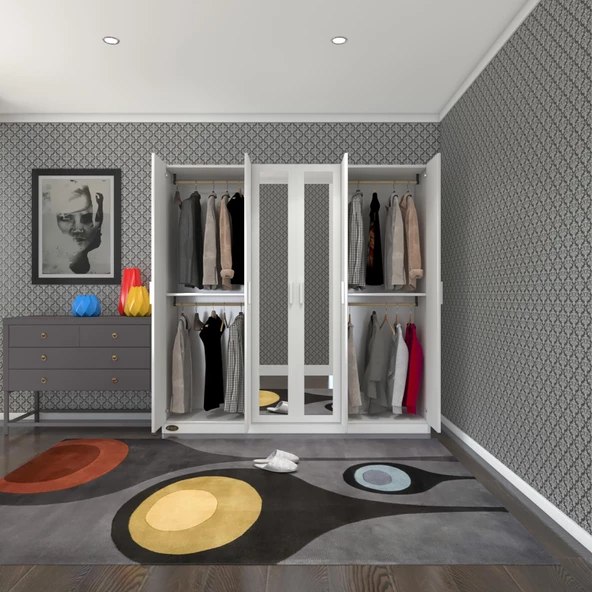 Kenzlife gardırop 6 kapaklı kapılı anemon 180*180*42 byz aynalı gardolap dolap ürün görseli 1