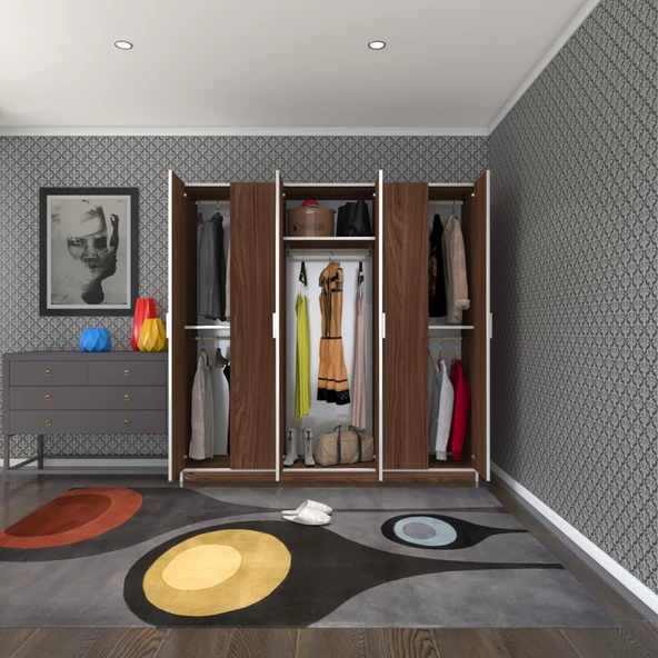 Kenzlife gardırop 6 kapaklı kapılı anemon 180*180*42 cvz gardolap dolap ürün görseli 1