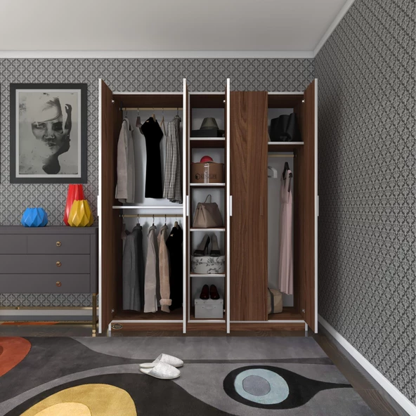 Kenzlife gardırop 5 kapaklı kapılı 150 lilyum cvz gardolap dolap ürün görseli 1
