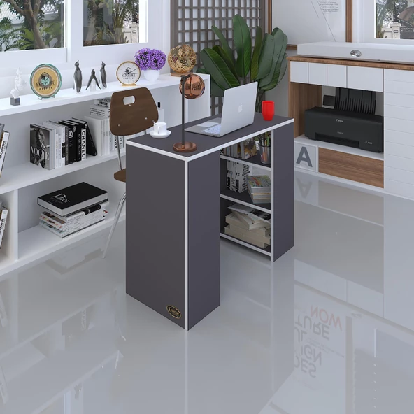Kenzlife bilgisayar çalışma masası venüs gri ofis sekreter laptop ürün görseli 1