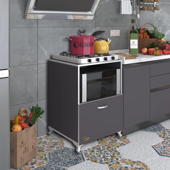 Kenzlife ocak dolabı ayşe gri 85*60*57 mutfak modül mini fırın mikrodalga banyo ofis modül ürün görseli 1