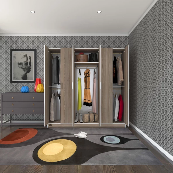 Kenzlife gardırop 6 kapaklı kapılı anemon 180*180*42 crd gardolap dolap ürün görseli 1