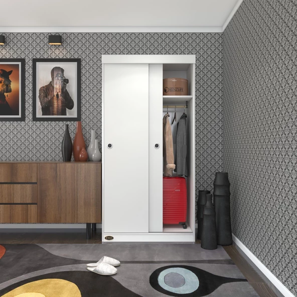 Kenzlife gardırop sürgülü kapaklı kapılı karanfil090 byz gardolap dolap ürün görseli 1