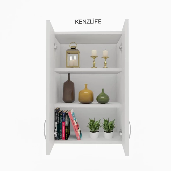 Kenzlife mutfak dolabı idil  060x040x32 byz 2 raflı kapaklı  ofis banyo kiler evrak kitaplık ürün görseli 1