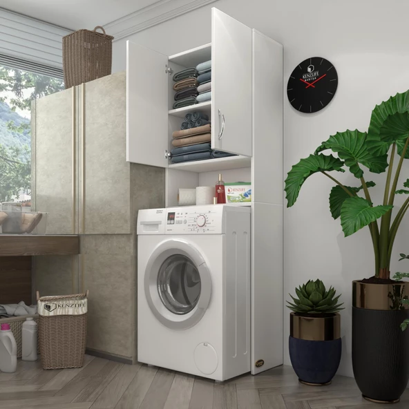 Kenzlife çamaşır makinesi dolabı sinem byz 180*066*30 banyo kiler kapaklı arkalıklı ürün görseli 1