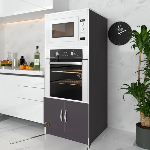 Kenzlife ankastre fırın dolabı ahsen mat gri 144*060*56 mutfak kiler suntalam ürün görseli 1
