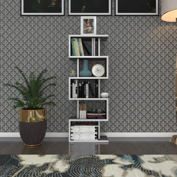 Kenzlife kitaplık raf diba1 gri 129X040x19 banyo kiler ofis (m) ürün görseli 1