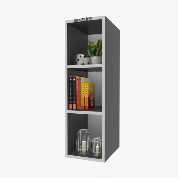 Kenzlife mutfak dolabı ıtır 090.030.30 gri 2 raflı kapaksız ofis banyo kiler evrak kitaplık ürün görseli 1