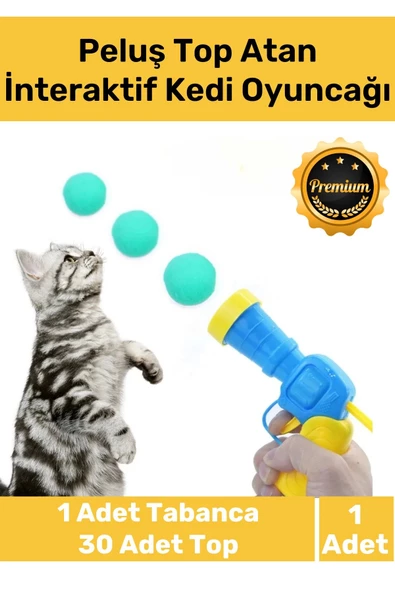 Özel Üretim Evcil Hayvan Tabancalı Hareketli 30 Peluş Toplu Top Atan İnteraktif Kedi Oyuncağı Seti ürün görseli 1