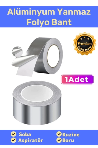 Özel Suya Sıcaklığa Dayanıklı Tamir Soba Boru Yama Alüminyum Yanmaz Folyo Bant 44mm 20mt - 1 Adet ürün görseli 1