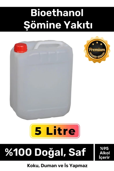 Özel Üretim %100 Doğal Saf Temiz Çevre Dostu Sıvı Koku Yapmayan Bioethanol Şömine Yakıtı 5 Litre ürün görseli 1