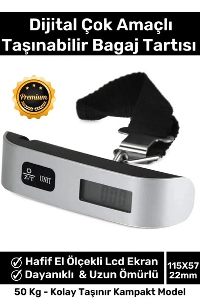 Premium Seyahat Bavul Ağırlık Tartı Dijital Lcd Ekran Çok Amaçlı Taşınabilir Bagaj Tartısı Max 50 Kg ürün görseli 1