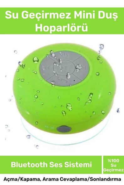 Deluxe Serisi Vantuzlu Su Geçirmez Şarjlı Mini Bluetooth Özellikli Beyaz Duş Kamp Sahil Hoparlörü ürün görseli 1