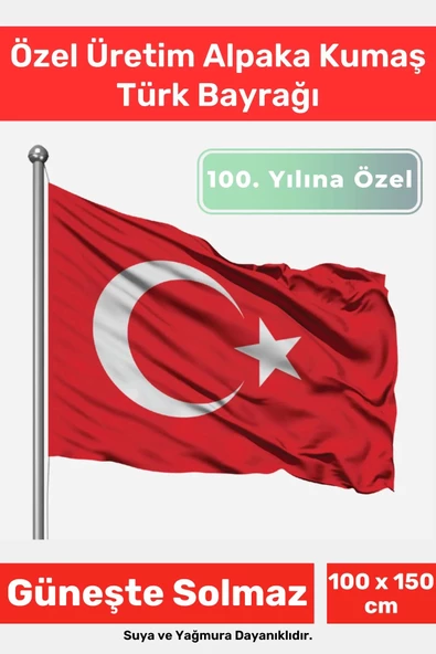 Özel Suya Güneşe Sopa Takılabilir Çıkarılabilir Dayanıklı Alpaka Kumaş 100x150 cm Türk Bayrağı Flag ürün görseli 1
