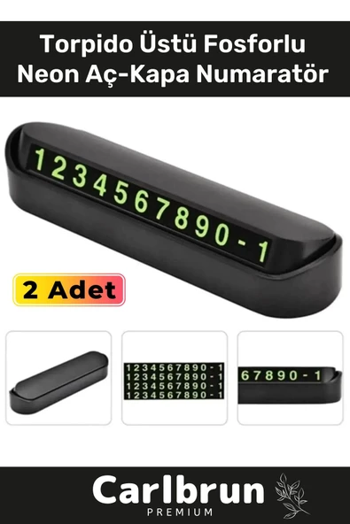 Lüks Araç Içi Telefon Numarası Oto Cam Kartı Torpido Üstü Fosforlu Neon Aç-Kapa Numaratör 2 Adet ürün görseli 1