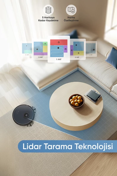 Şımart katya Z Akıllı Robot Süpürge Mop Özellikli - Resim 4