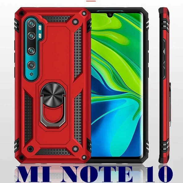 Xiaomi Mi Note 10 Yüzüklü Standlı Manyetikli Kamera Kor. Kılıf ürün görseli 1