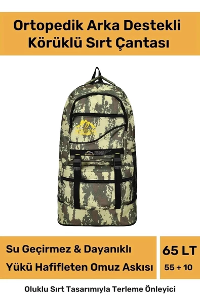 Ortopedik Su Geçirmez Konfor Modeli Fermuarlı Büyük Boy Çok Gözlü Bölmeli Kamp Outdoor Sırt Çantası ürün görseli 1
