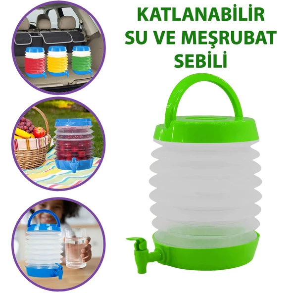 Su Sebili Ayran Meşrubat Içecek Bidonu Sebil Katlanabilir Musluklu Termos Çeşmeli Körüklü 5.5 Litre ürün görseli 1
