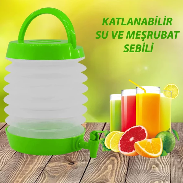 Su Sebili Katlanabilir Termos Çeşmeli Körüklü 5.5 Litre Piknik Kamp Su Ayran Meşrubat Içecek Bidonu ürün görseli 1
