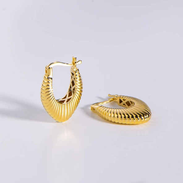 14 Ayar İtalyan Modern V Altın Küpe 3,7 gr ürün görseli 1