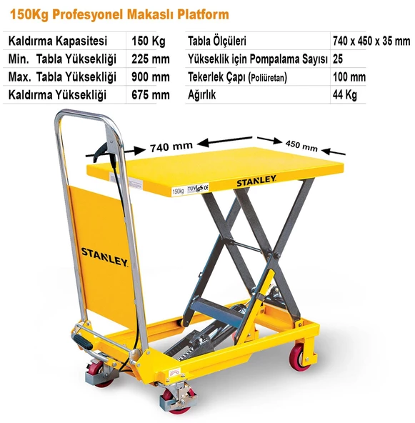 Stanley X150 150Kg Profesyonel Makaslı Platform - Resim 8
