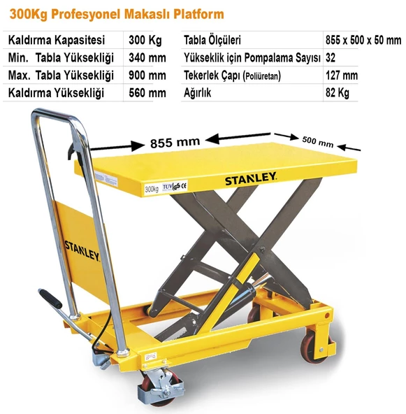 Stanley X300 300Kg Profesyonel Makaslı Platform - Resim 7