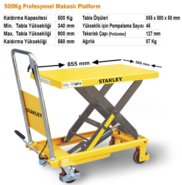 Stanley X500 500Kg Profesyonel Makaslı Platform - Resim 7
