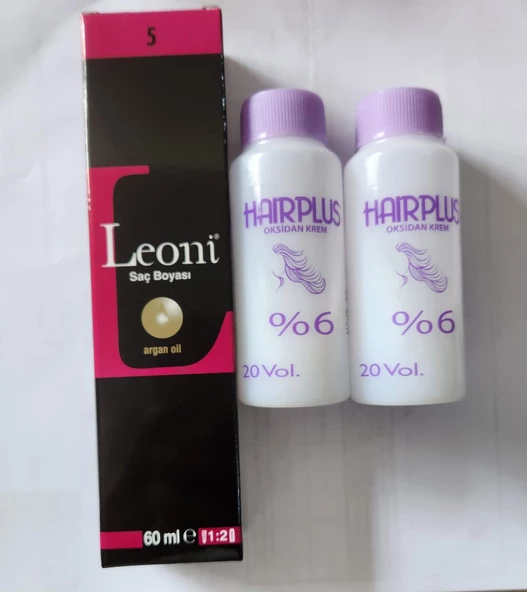 Saç Boyası 60ml Açık Kahve 5+ 2 adet Oksidan 20volum ürün görseli 1