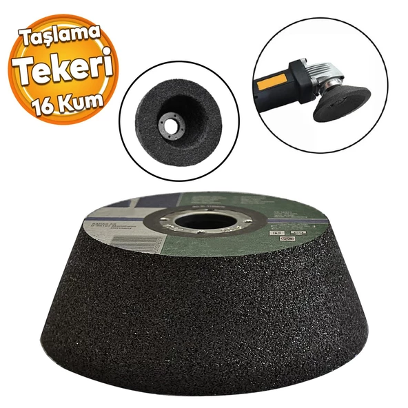 Taşlama Tekeri 16 Kum Mermer Taş Kaya Beton Zımparalama Bileyleme Çanak 125X50X14 mm 1 Adet ürün görseli 1