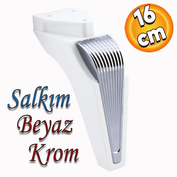 Salkım Mobilya Oturma Grubu Kanepe Sehpa TV Ünitesi Koltuk Ayağı Baza Ayakları Beyaz Krom 16 cm ürün görseli 1