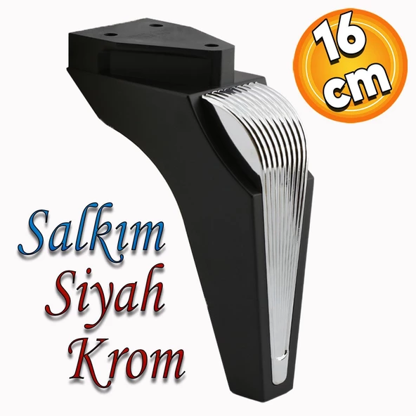 Salkım Mobilya Oturma Grubu Kanepe Sehpa TV Ünitesi Koltuk Ayağı Baza Ayakları Siyah Krom 16 cm ürün görseli 1