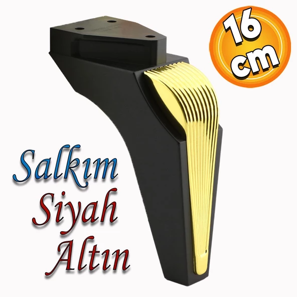 Salkım Mobilya Oturma Grubu Kanepe Sehpa TV Ünitesi Koltuk Ayağı Baza Ayakları Siyah Altın 16 cm ürün görseli 1