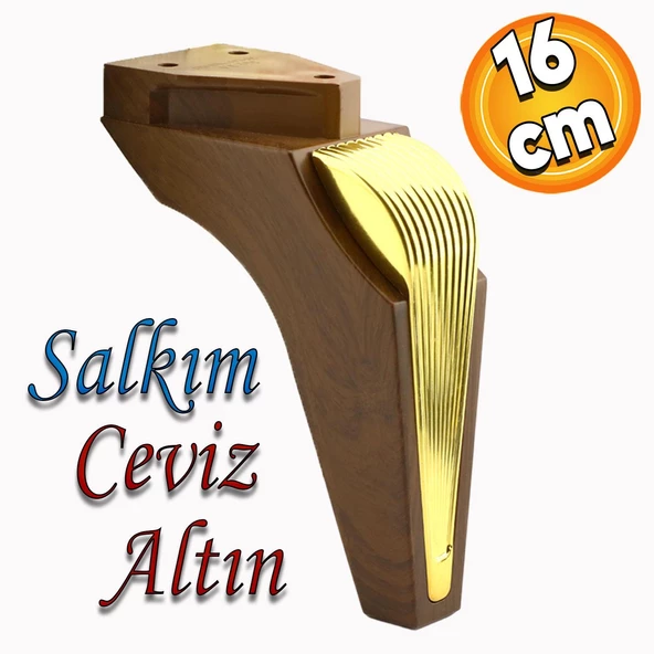 Salkım Mobilya Oturma Grubu Kanepe Sehpa TV Ünitesi Koltuk Ayağı Baza Ayakları Ceviz Altın 16 cm ürün görseli 1