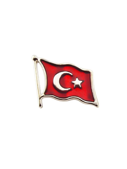 Türk Bayrağı Rölyef Dalgalı Rozet 2x1,5 cm - Nikel ürün görseli 1