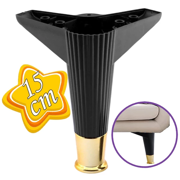 Golden Ayak 15 cm Siyah Altın Gold Mobilya Kanepe Sehpa Ünite Koltuk Ayağı Baza Ayak Ayakları ürün görseli 1