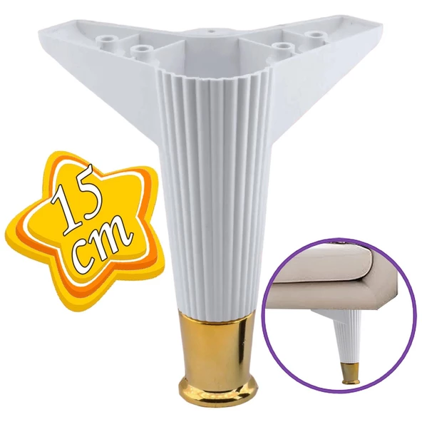 Golden Ayak 15 cm Beyaz Altın Gold Mobilya Kanepe Sehpa Ünite Koltuk Ayağı Baza Ayak Ayakları ürün görseli 1