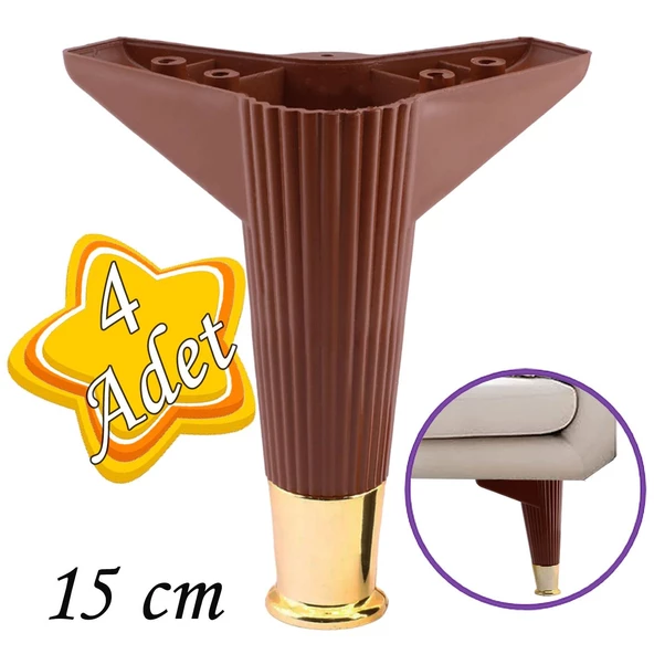 4 Adet Golden Ayak 15 cm Kahve Altın Gold Mobilya Kanepe Sehpa Ünite Koltuk Ayağı Baza Ayak Ayakları ürün görseli 1